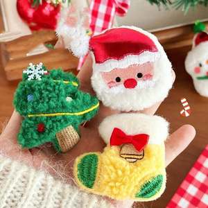 Christmas Party Winter Plush Fabric <b>Hair</b> Clips Santa Reindeer Snowman Tree Bowknot Holiday <b>Accessories</b> for <b>Kids</b> - Product Image 4