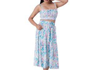 Conjunto de Dos Piezas para Mujer, Estilo Boho Floral, 100% Algodón Ecológico, Corte Ajustado, Estilo Casual, Ideal para Verano - Product Image 3