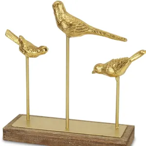 Juego de Esculturas de Pájaros Dorados, Decoración de Mesa Hecha a Mano en Latón, Figura Animal Contemporánea para Sala de Estar - Product Image 5