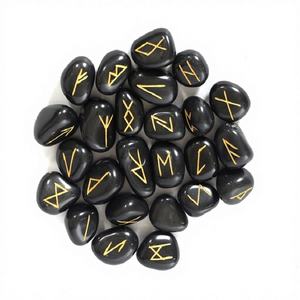 Juego de Runas Grabadas en Ágata Negra Natural de Alta Calidad, Figura de Ágata Negra Natural con Forma Irregular, Artesanía Elegante - Product Image 1