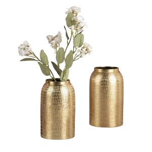 Vase à fleurs décoratif vintage pour la maison, finition martelée argentée polie, vase à fleurs classique en aluminium métallique au prix le plus bas - Product Image 4