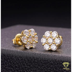 Magnifiques boucles d'oreilles fleur en diamant de culture, argent sterling 925, bijoux étincelants, cadeau pour femmes et hommes - Product Image 4