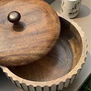 Tazón de Madera para Servir Chapati y Roti, Diseño Artístico, de Madera de Mango, para el Hogar y Restaurantes, También como Caja para Joyas - Product Image 5