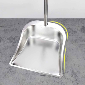 Heavy Duty Metal Dust <b>Pan</b> Broom Upright Stand up Dustpan Long <b>Handle</b> Broom and Dustpan Set Stainless Steel Dust <b>Pan</b> - Product Image 4