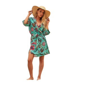 Peignoir Kimono en Soie Satinée à Imprimé Animal, Manches Longues, Cadeau Saint-Valentin, Cardigan Turc à Motifs d'Oiseaux, Robe de Nuit, Peignoir de Plage - Product Image 1