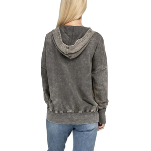 Servicio OEM al por mayor: Sudaderas con capucha de diseño superior con lavado ácido para mujer, lo último en llegadas, hechas a medida, de ajuste holgado. - Product Image 2