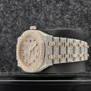 Montre mécanique de luxe pour homme en acier inoxydable avec cadran à aiguilles serti de diamants et de moissanite VVS, bracelet de 16 mm, épaisseur de 12 mm - Product Image 3