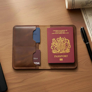 Custom Leather Passport Holder RFID Blocking Travel Wallet Multiple <b>Card</b> Compartments Personalized Logo for sale in low price - Product Image 3