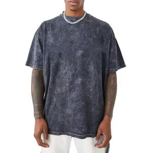 T-shirt en coton tie-dye surdimensionné pour homme, manches courtes, col rond, style streetwear, design uni, coupe classique, jersey tricoté - Product Image 1