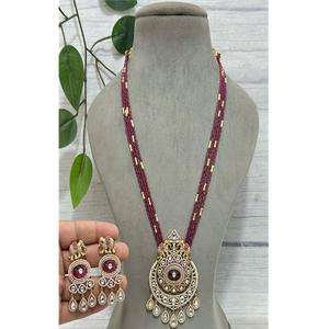 Magnifique ensemble de collier avec pendentif en perles et perles de verre plaqué or antique de qualité supérieure pour mariage, pour femmes - Product Image 2