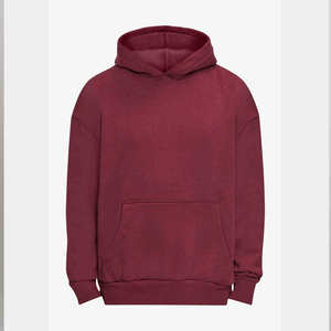 Mens Burgundy Pullover <b>Hoodie</b> <b>Plain</b> Fleece Hooded Sweatshirt Casual Long Sleeve Kangaroo Pocket Oversized Streetwear - Product Image 5
