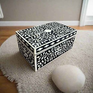 Boîte de rangement rectangulaire artisanale en os, design moderne et luxueux, avec couvercle, organisateur de bijoux écologique - Product Image 5
