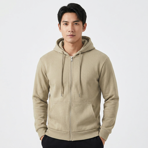 Men's Solid Color <b>Hooded</b> <b>Zip</b>-Up Sweatshirt Slim Fit Casual Long Sleeve Knitted Cotton Autumn Wear - Product Image 4