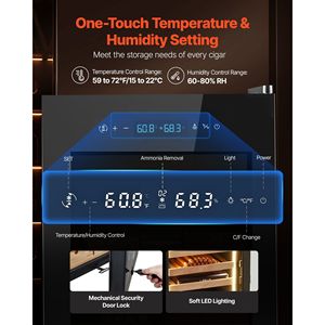 Cave à cigares électrique 70L 400 pièces Étagères en bois de cèdre espagnol Tiroirs 4 couches Contrôle de la température d'humidité constante - Product Image 2