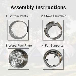 Estufa de Leña de Combustión Secundaria Ligera de Alta Eficiencia, Portátil, de Acero Inoxidable, Tipo Cohete, para Supervivencia al Aire Libre y Bushcraft - Product Image 3