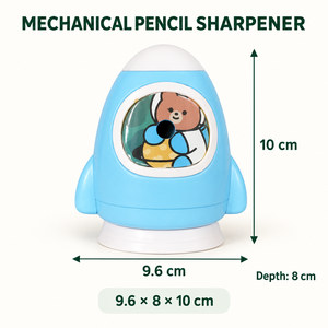 <b>Rocket</b> Shape Plastic Pencil Sharpener With Bear Design Blue Pink Color Kids Friendly School Supply Standard Size CE - Product Image 2