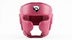 Protège-tête en cuir rose avec fermeture auto-agrippante, protection de base, équipement d'entraînement unisexe - Product Image 1