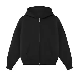Sudadera con Capucha Oversize Personalizada de Invierno, Tejida, Unisex, 400 Gsm, Algodón Grueso, Hombros Caídos, Cremallera Bidireccional, Estilo Deportivo Masculino - Product Image 2