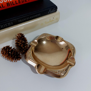 <b>Vintage</b> Brass <b>Ashtray</b> Decorative Metal Cigar <b>Ashtray</b> with Ornate Border Handmade Tabletop Smoking Accessory Classic Home Office - Product Image 2