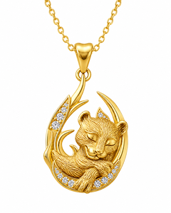 Gold Plated 925 Sterling <b>Silver</b> Animal Pendant Diamond <b>Necklace</b> Carved Lion Charm Jewelry Gift <b>for</b> Women and <b>Men</b> - Product Image 2