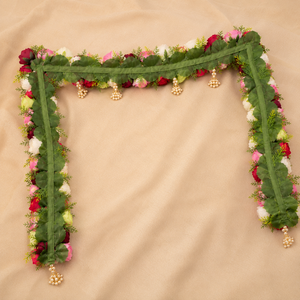 handmade Floral Door Toran with Cow Charms Lotus Hangings Yellow Tassels and Multicolor Flowers for Festival <b>Home</b> Decor Uses - Product Image 6