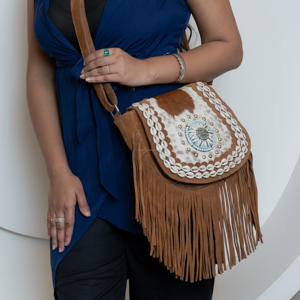 กระเป๋าสะพายพาดลำตัวหนังวัวมีพู่สำหรับผู้หญิงกระเป๋าสะพายไหล่หนังกลับแท้คุณภาพสูง - Product Image 2