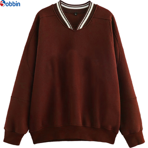 Sudaderas de Felpa Decorativas de Moda para Mujer, Tallas Grandes, Cuello Redondo, Manga Larga, 100% Algodón, Color Sólido - Product Image 5