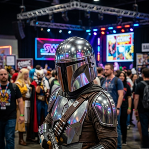 Casque en acier Mandalorian, finition argentée |   Casque d'armure de cosplay style Boba Fett pour collectionneurs, présentation de costumes, article cadeau haut de gamme - Product Image 4