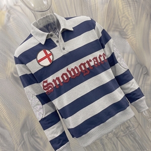 เสื้อรักบี้ลายทางสโนว์เกรซแขนยาว ปกคอพับ ปักโลโก้ ทรงปกติ สำหรับผู้ใหญ่ ทุกฤดูกาล - Product Image 3