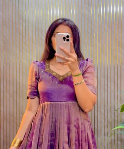 Purple A-Line Chiffon Maxi Dress With V-Neck Cap Sleeve Elegant Summer Evening Gown Solid Color Fabric 85498 SHREE <b>TEX</b>- ST 231 - Product Image 2