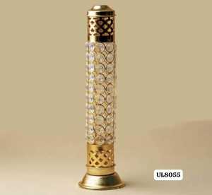 Beautiful Brass Crystal Cutwork <b>Oil</b> <b>Lamp</b> Decorative Cover Handmade 10 Inch Sandalwood for Home Pooja Meditation Spiritual Decor - Product Image 2