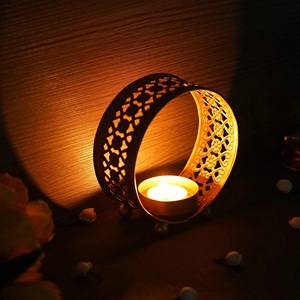 New Arrival Iron Hurricane Candle Holders & <b>Lanterns</b> Gold Wedding & Christmas Home Decor Elegant Stone Handmade Durable - Product Image 2