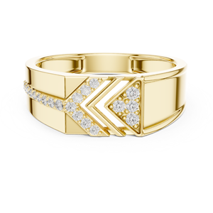 Bague pour homme en or massif 14K 18K, motif chevron géométrique, diamant de laboratoire taille ronde DEF VVS, moderne, diamant CVD, bijoux fins de mariage - Product Image 3