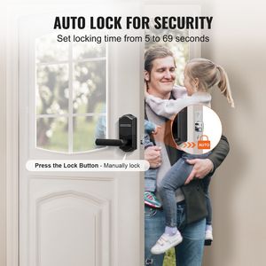Nero opaco 5.63X2.76 lucchetto intelligente con serratura senza chiave per porta con chiusura automatica della tastiera elettronica per accedere alla leva chiave per sbloccare - Product Image 5