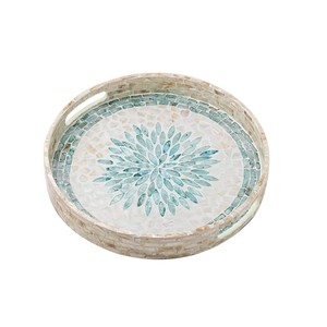 Modern Round Decorative Capiz & MDF Serving Tray Multi-functional Custom Color Made in Vietnam - Product Image 2