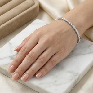 3.00CTW Princess Prong-<b>Set</b> Lab Grown Diamond 18K Gold Plated IGI Certified Luxury Line Bracelet - Product Image 1