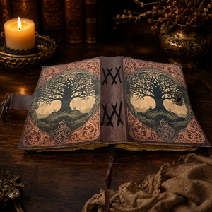 Vintage Celtic Tree Life Embossed Leather Journal Softcover Sketchbook 100 Sheets Free Wood Cotton Deckle Edge Antique Paper Gif - Product Image 2