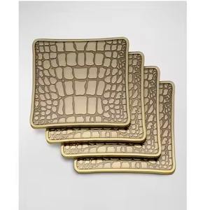 Contemporary Tabletop Metal <b>Coasters</b> <b>Set</b> For Drink Use Durable Surface Guard - Product Image 3