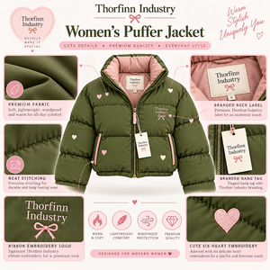 Chaqueta acolchada verde oliva para mujer, cuello alto, mangas abullonadas, aplique de corazón, corta, gruesa, para invierno, precio económico, OEM - Product Image 6