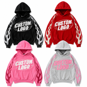 Sudadera con capucha de algodón de alto gramaje con cremallera y bordado de parches desgastados, producto personalizado de moda - Product Image 2
