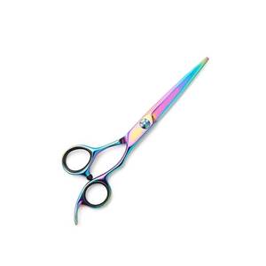 Ensemble de ciseaux à cheveux arc-en-ciel en acier inoxydable, ciseaux à effiler à long manche pour droitiers, usage professionnel en salon - Product Image 3