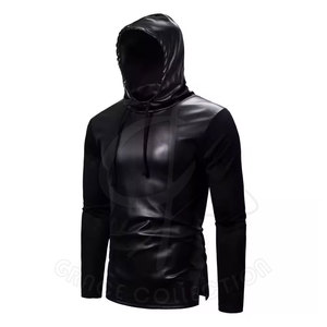 Veste à capuche en cuir noir pour homme, douce au toucher, veste d'hiver respirante, doublure écologique pour un usage quotidien, fabriquée au Pakistan - Product Image 2