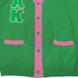 Custom Sorority Green Knitted Cardigan Women's Sweater <b>Pink</b> Greek Embroidery APA Letter Cotton V Neck Long Sleeve <b>Collage</b> Wear - Product Image 6
