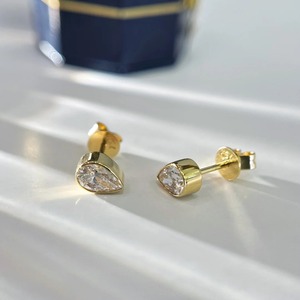 Pendientes de tuerca con corte de pera, plata 925, moissanita, joyería clásica de boda para mujer, pendientes de moda - Product Image 3