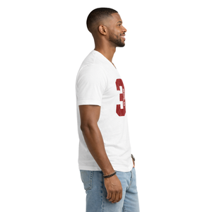 Camiseta con Cuello en V Kappa Alpha Psi Número 3 Blanca, Ropa de Fraternidad Griega con Gráfico Audaz, Comodidad Premium y Ajuste Elegante - Product Image 3