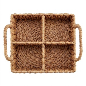 Cesta de Almacenamiento Rectangular Ecológica de Jacinto de Agua con 3 Compartimentos y Asas (Diseño Multifuncional) Decoración del Hogar - Product Image 4