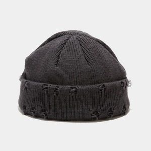 Unisex Beanie Hat Solid Color Ripped Edge Knit <b>Winter</b> <b>Cap</b> Casual Style 56-58CM Adult Acrylic Material - Product Image 6
