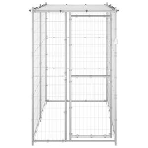Outdoor <b>Dog</b> <b>Kennel</b> Galvanized Steel with Roof 43.3"x86.6"x70.9" <b>for</b> Pet Camping Furniture - Product Image 2