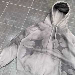 Unisex Customized Front Logo Autumn Oversized Acid Washed 420g Polyester/Cotton Lined Eco-Friendly Windproof Zip-Up Hoodie - Product Image 3