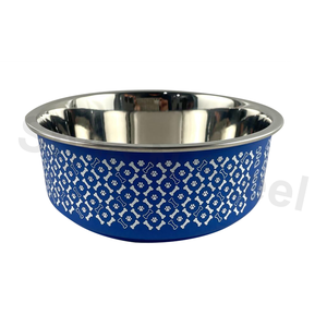 Tazón para Mascotas de Acero Inoxidable con Patrón Geométrico Color Verde Azulado, Diseño Moderno Antideslizante para Perros - Product Image 2